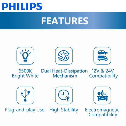 Philips LED H7 Faro 12V/24V 4200K 5700K 6000K 6500K Bianco brillante Faro automatico Lampade a LED,