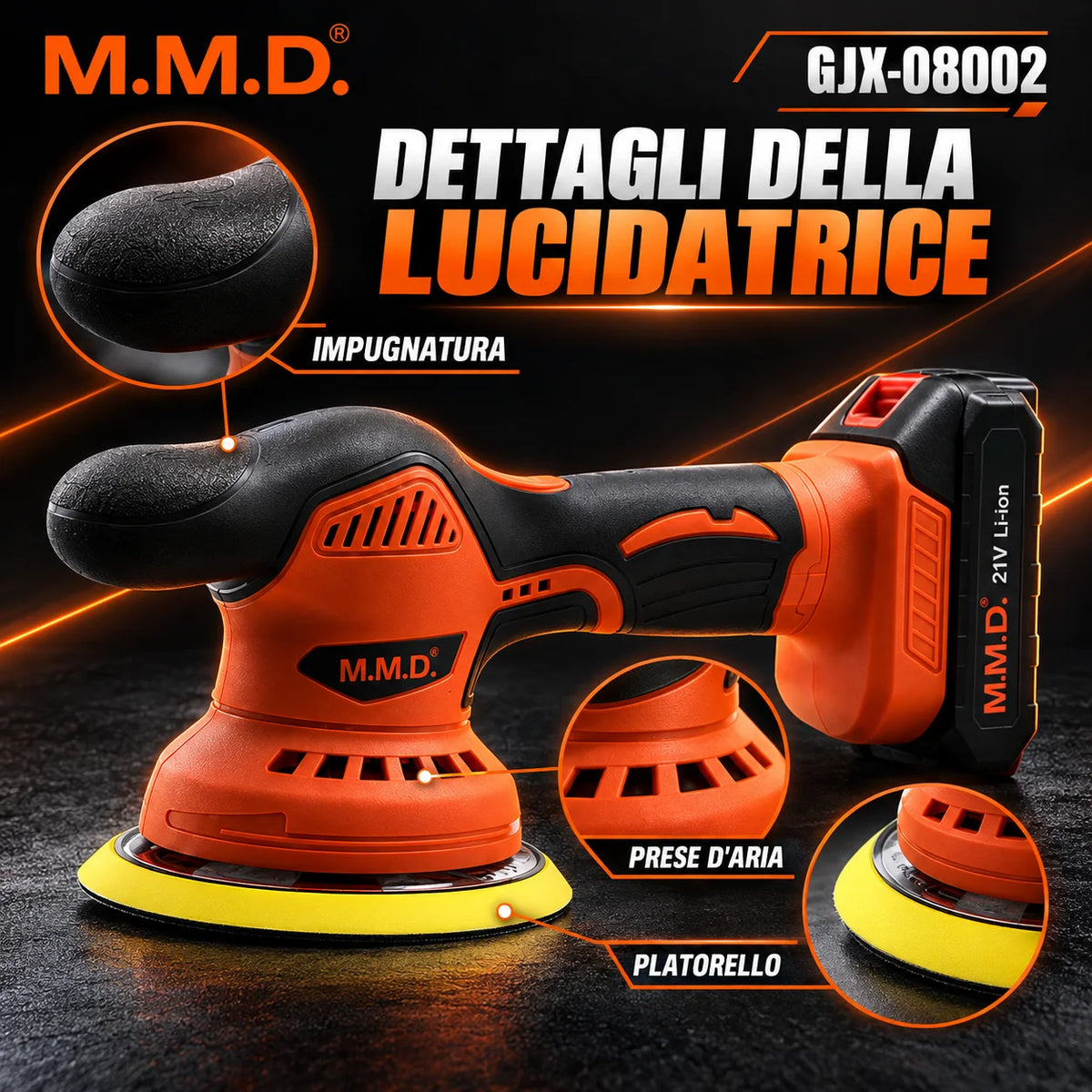 M.M.D Lucidatrice a Batteria 21V Lucidatrice Auto Fai Da Te Riparazione Vernice GJX-08002