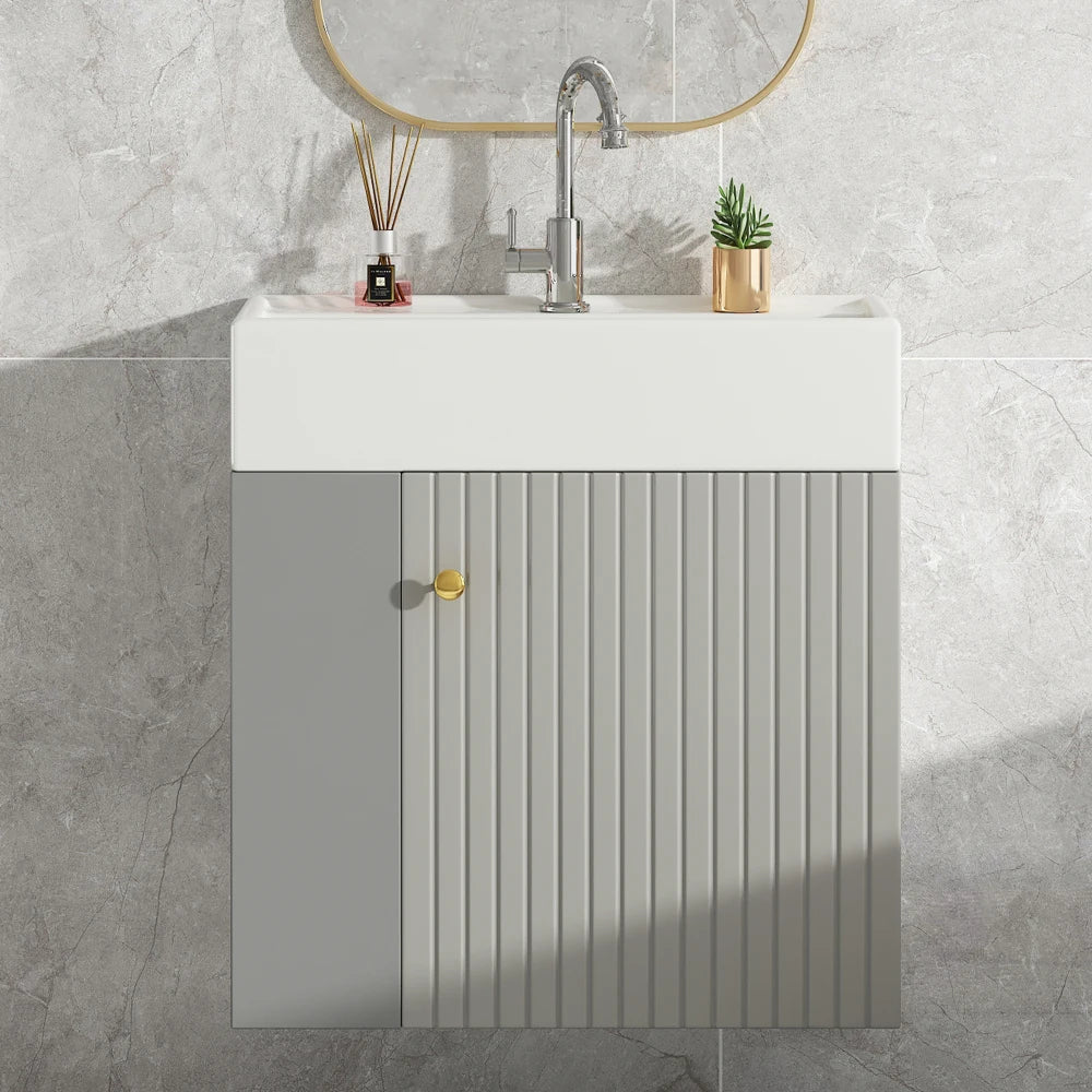 Mobile bagno sospeso con lavabo 55 × 31 × 66,5 cm e vani laterali