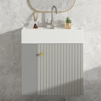 Mobile bagno sospeso con lavabo 55 × 31 × 66,5 cm e vani laterali