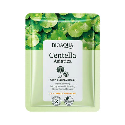 5 maschere per il viso a base di Centella Asiatica BIOAQUA, con azione lenitiva, idratante, anti-età, riparatrice, per contrastare l’acne e migliorare la salute della pelle.