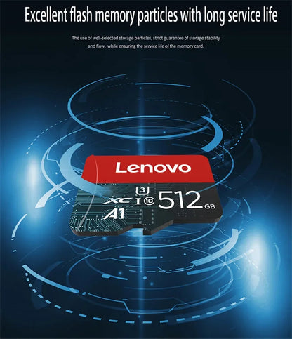 Scheda di memoria SD Lenovo ad alta velocità, 1 TB, 512 GB, scheda di memoria flash TF, 128 GB, 64 GB, classe 10, U3, per registrazione in 4K, resistente agli urti, per fotocamere, tablet e console.