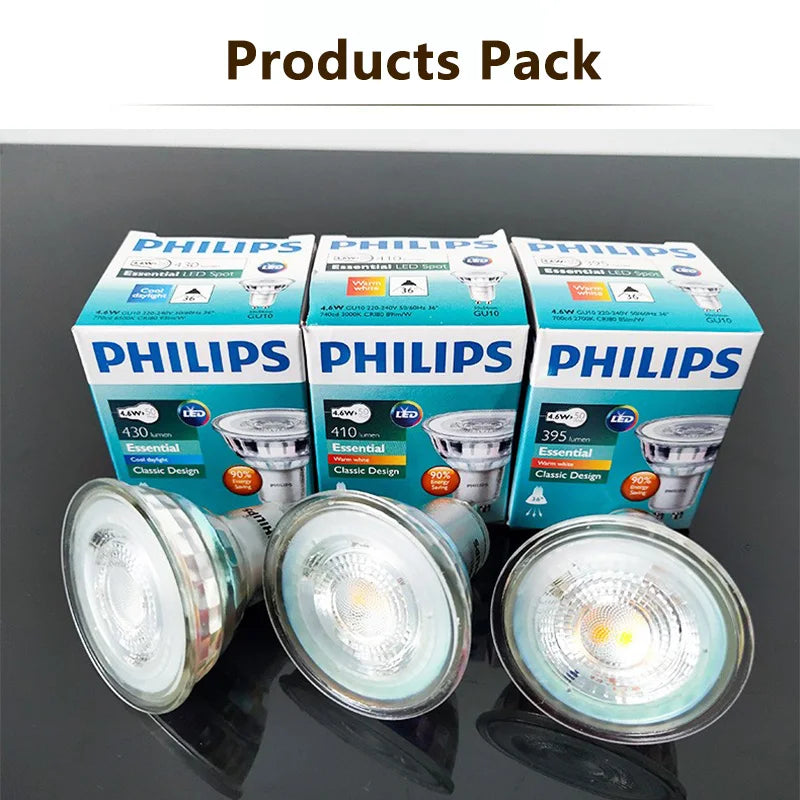 Faretto Philips Essential LED GU10 PAR16 Classic 4,6W (=50W alogeno) 220-240V Lampadine 36 °   Lampade da incasso a LED bianche di grado