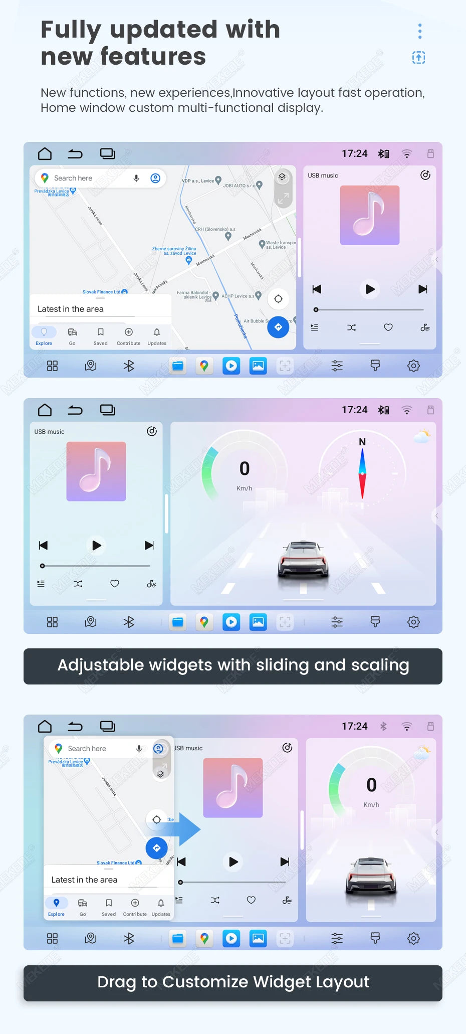 MEKEDE Autoradio universale da 7/9/10.1 pollici con CarPlay e Android Auto, navigatore GPS Android, lettore multimediale per Peugeot, VW, Nissan, Hyundai, Kia, Benz, Audi, BMW, con WiFi, touchscreen, autoradio, lettore video,