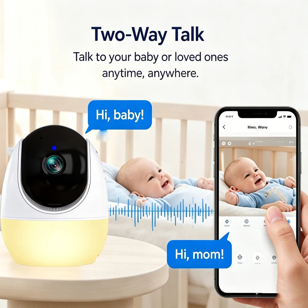 Monitor per bambini HD da 4,3 pollici con telecamera PTZ, funzione di panoramica, inclinazione e zoom, monitor video per bambini con sensore di temperatura, audio bidirezionale, visione notturna, modalità VOX, melodie per la