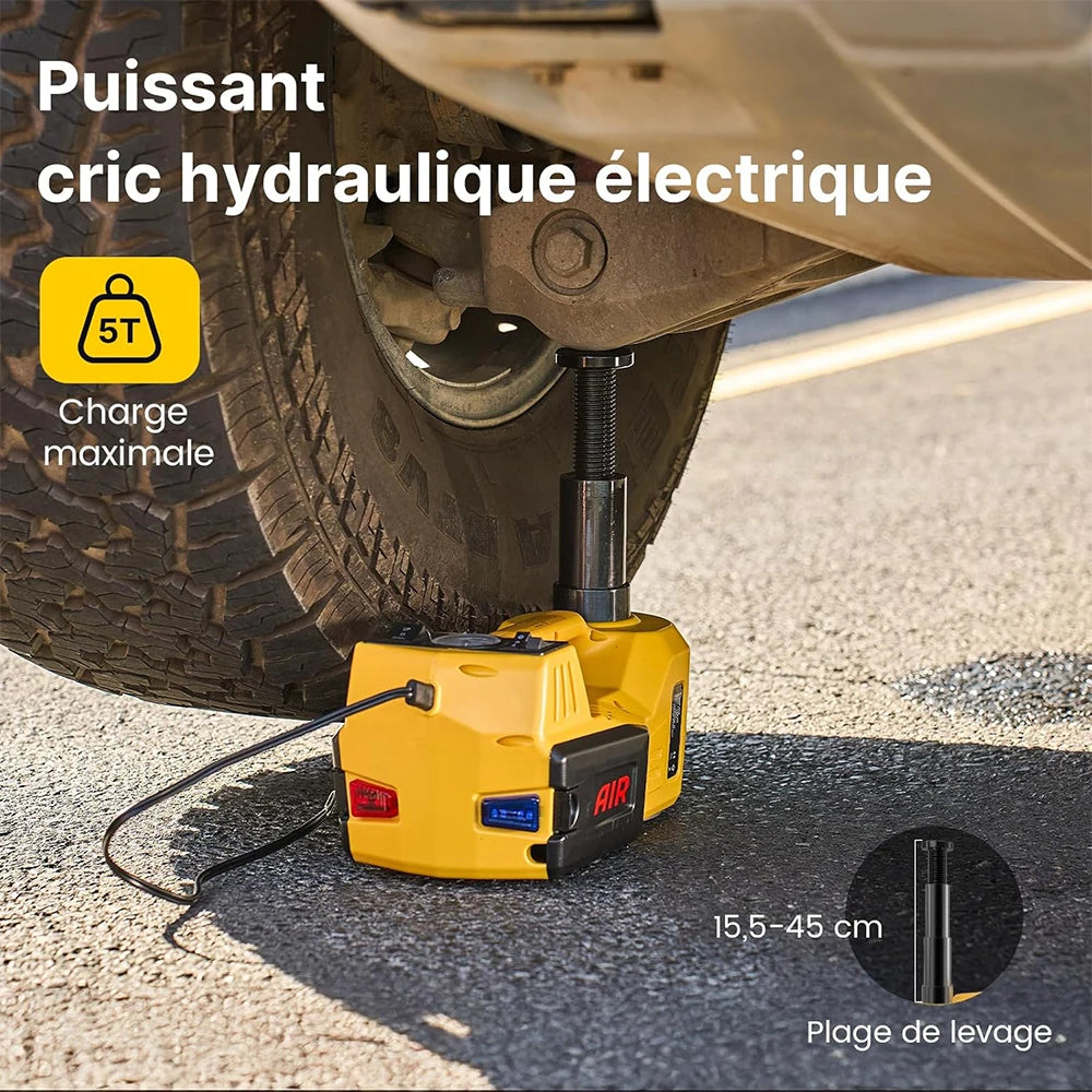 Martinetto Elettrico per Auto Taskstar 5T, Sollevatore Idraulico Elettrico con Gonfiatore Integrato 12V, Cambio Gomme con Luce LED per Berlina SUV Camion