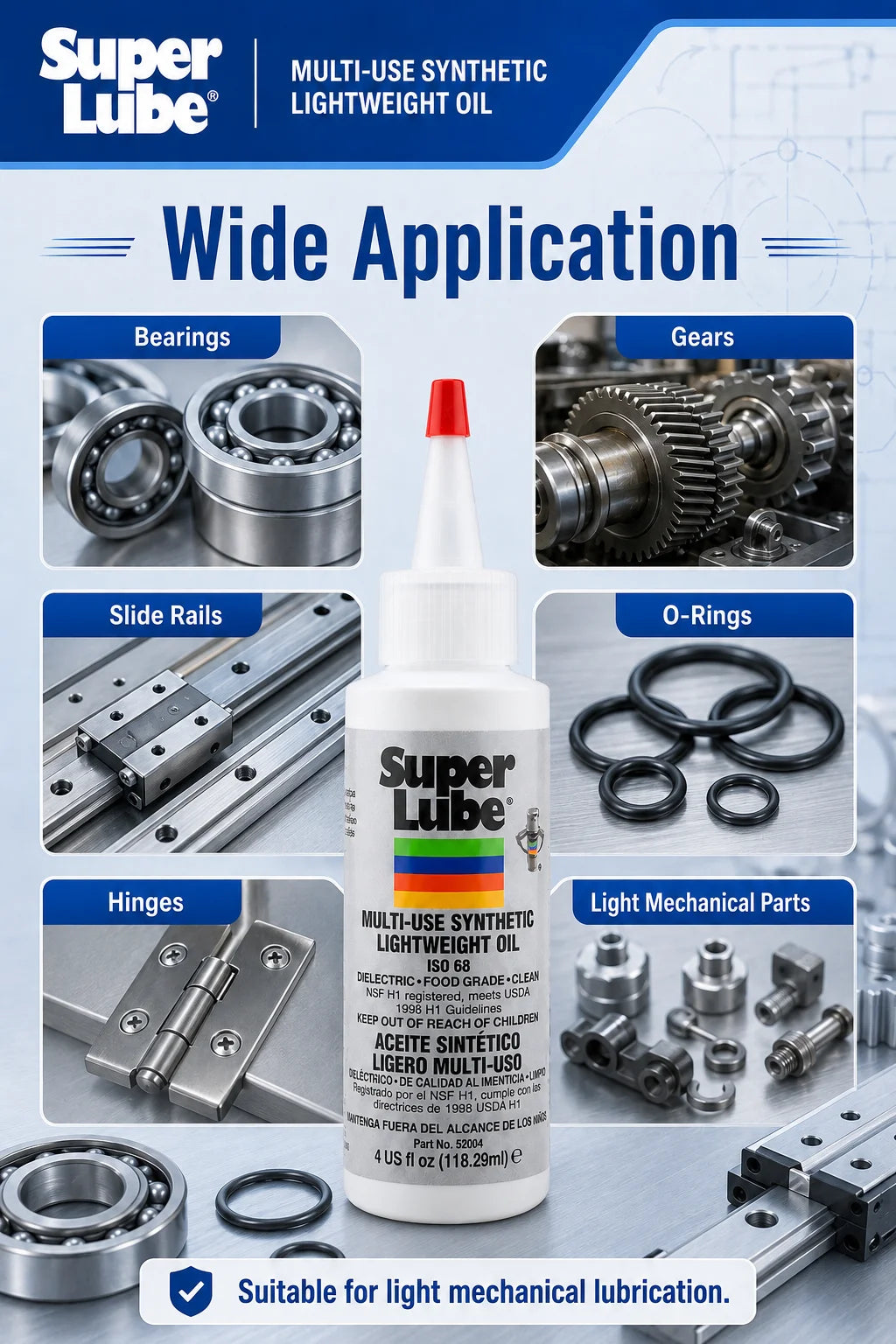 Super Lube 52004 Olio Sintetico Leggero ISO 68 Lubrificante Multiuso per Stampanti 3D, Cuscinetti e Guide