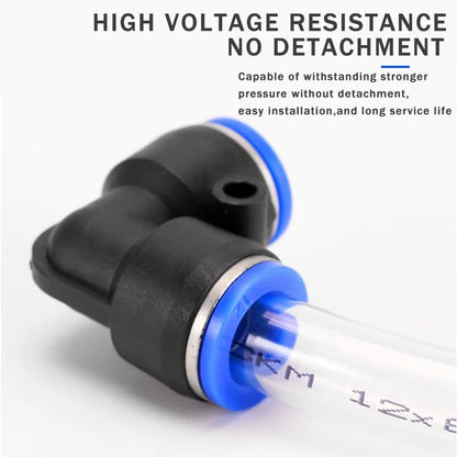 20 Pezzi Raccordo Rapido Pneumatico a Gomito a 90 Gradi in Plastica PV 4mm 6mm 8mm 10mm, Connettore Rapido a Innesto per Tubi Aria/Acqua a 2 Vie