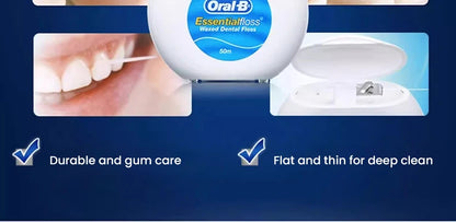Filo interdentale essenziale Oral-B cerato alla menta, confezione da 50 m