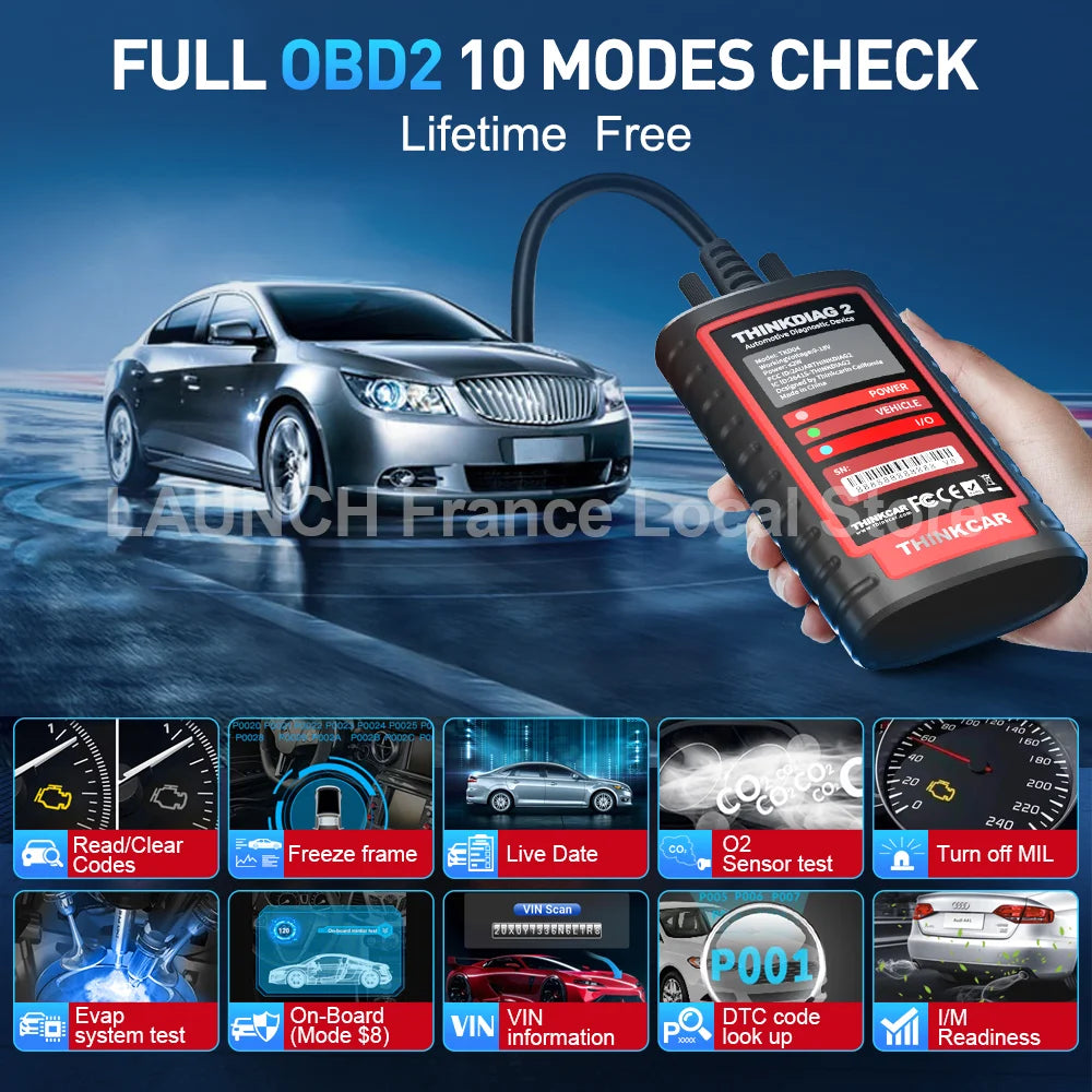 Thinkdiag 2 Ediag Plus Strumenti Diagnostici OBD2 con Protocollo CAN FD, Bluetooth, Codifica ECU, Test Attivo, Scanner OBD2 per Tutti i Sistemi