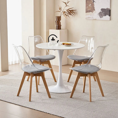 Set di 4 sedie da pranzo trasparenti gambe in legno sedia moderna e confortevole in PU per cucina camera da letto soggiorno mobili da cucina per la casa