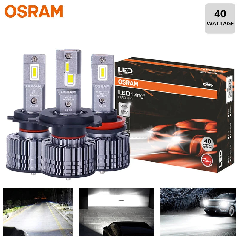 OSRAM H4 H7 H11 LED XLZ-40W Faro per auto H8 H16 HB3 HB4 9005 9006 9012 LEDriving Super Bright 6000K LED bianco Auto Upgarde Lampade
