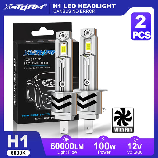 XSTORM H1 Lampadine LED Canbus 60000LM 100W H3 H7 Fari LED con Ventola H1 Turbo Lampade Fari Auto Plug & Play 6000K 12V