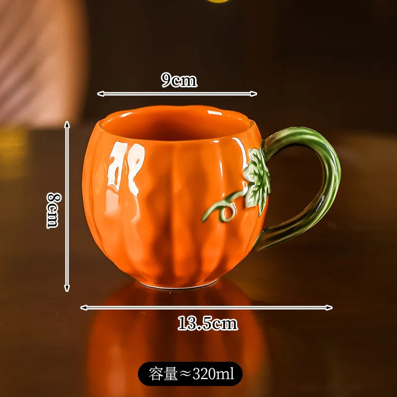 Tazza a Forma di Zucca Carina, Tazze Realistiche a Forma di Zucca, Stoviglie in Porcellana, Utensili per Bere, Tazze da Caffè, Tazze per il Tè Pomeridiano