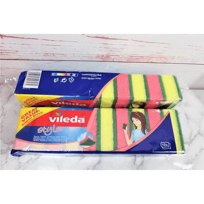 Vileda Abrasivi Style Confezione da 10 Spugne, Multicolore, 35x30x31 cm, Set di 10 Spugne per Lavastoviglie
