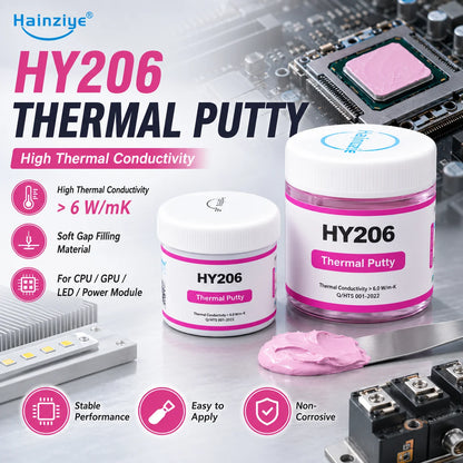 Pasta Termica Originale Halnziye HY206 6.0W/m-K Sostitutiva dei Pad Termici per Raffreddamento CPU GPU VRAM Laptop