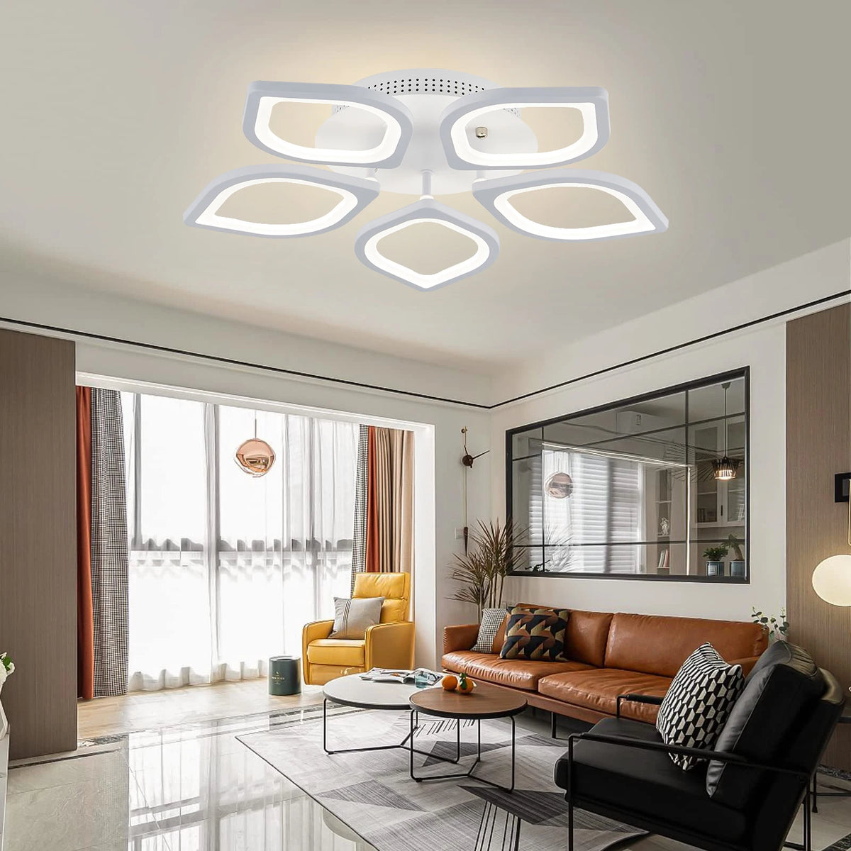 Lampada da Soffitto LED IRALAN Dimmerabile, Lampadario a Sospensione con Telecomando, Illuminazione Minimalista per Soggiorno e Camera da Letto