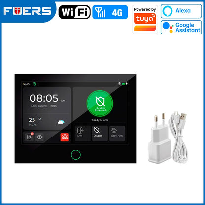 FUERS Sistema di Allarme Domestico 4G con Schermo TFT da 7 Pollici G70 Sistema di Allarme Antifurto Wireless GSM WiFi Compatibile con Tuya Smart