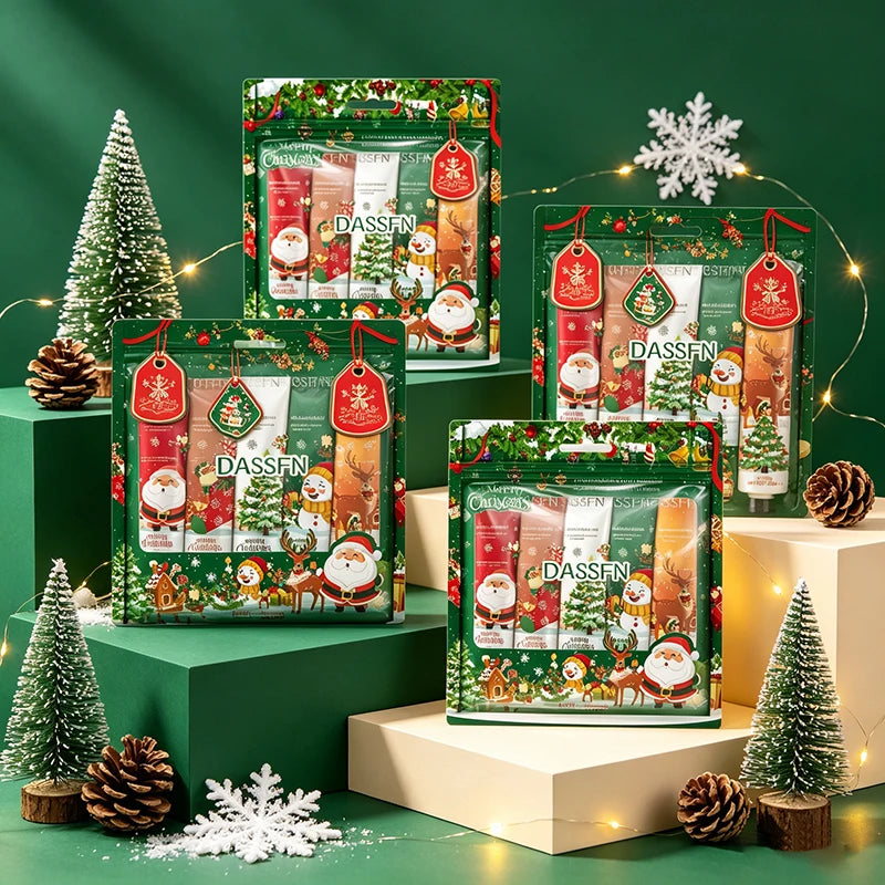 Set di Creme per le Mani di Natale, Fragranze di Cocco, Litchi, Fiori e Frutta, Lozione Corpo Idratante Portatile per Autunno e Inverno, Regalo per le Feste, Novità