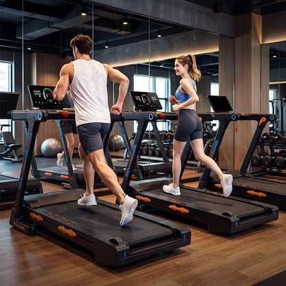 Treadmill Pieghevole FT71 4.0HP, Pedana da Camminata con Inclinazione Automatica del 24%, Macchina da Corsa con APP, Ricarica Wireless, Display LED, Capacità 150KG