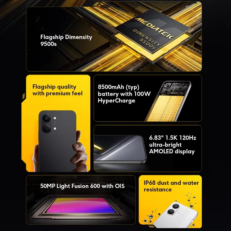 POCO X8 Pro Max 5G Versione Globale, Telefono NFC, Display AMOLED da 6,83" 1.5K 120Hz, Batteria a Lunga Durata da 8500mAh, MediaTek Dimensity 9500s
