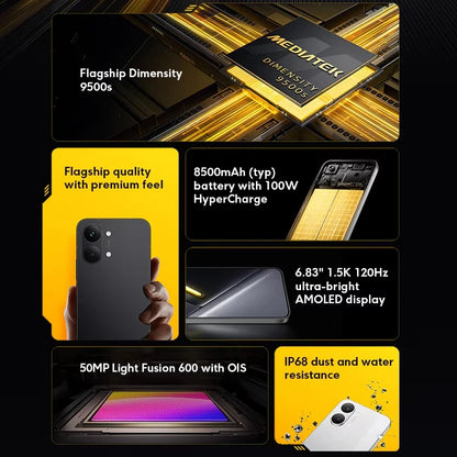 POCO X8 Pro Max 5G Versione Globale, Telefono NFC, Display AMOLED da 6,83" 1.5K 120Hz, Batteria a Lunga Durata da 8500mAh, MediaTek Dimensity 9500s