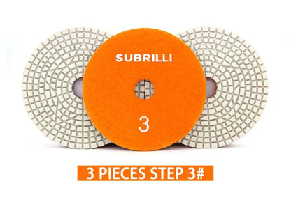 Set di 3 Dischi Flessibili Diamantati da 4 Pollici per Lucidatura in 3 Fasi, per Granito, Marmo, Pietra e Calcestruzzo, Set di Utensili Abrasivi da 100mm