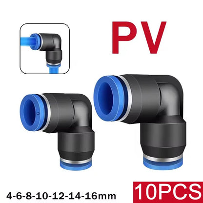 10PCS Raccordo rapido pneumatico PV Gomito da 90 gradi in plastica 4mm 6mm 8mm 10mm Parti dell'aria Tubo Push In Water Connettore rapido
