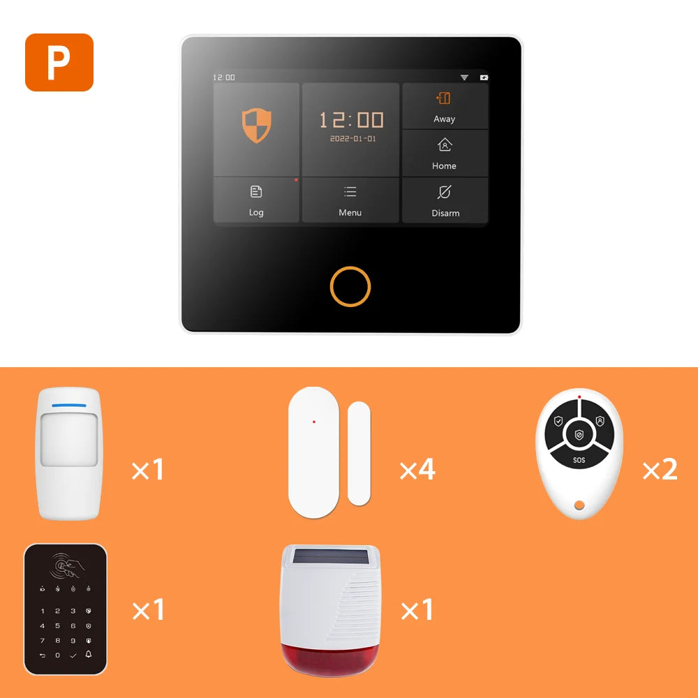 Staniot WiFi SecPanel 5 sistema di allarme domestico Wireless Tuya Smart 4.3 "Kit di sicurezza Touch Screen sirena integrata APP telecomando,Batteria integrata da 1500 mAh, supporto per Alexa