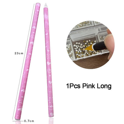 Matita per Nail Art, Strumento per la Raccolta di Strass, Utensile di Presa Senza Contatto, Matita Autoadesiva per Cristalli e Cera per Decorazioni Fai-da-Te per Manicure