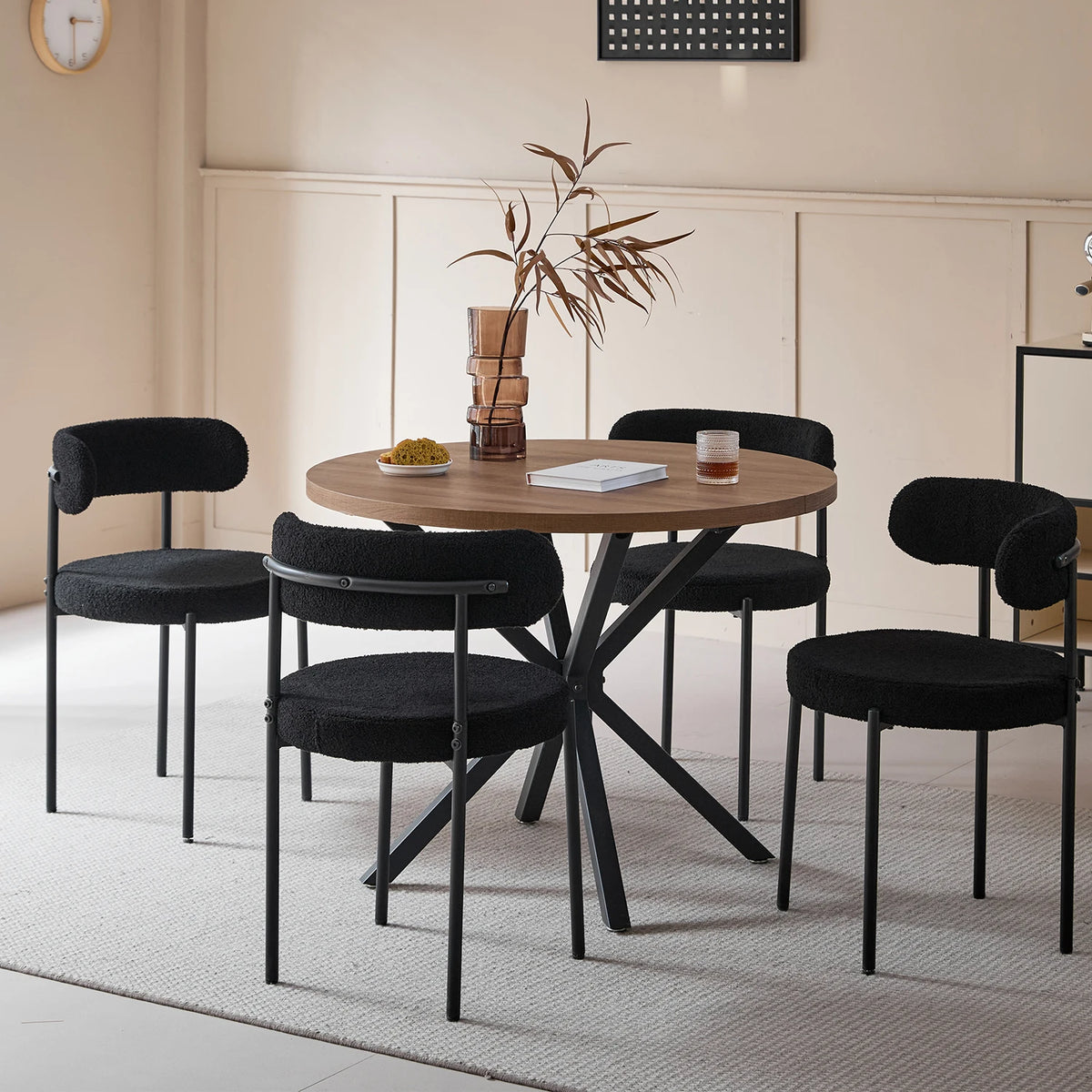 EGOONM Set di 2/4/6 Sedie da Pranzo in Stile Nordico, Sedie Imbottite in Velluto Teddy per Cucina e Sala da Pranzo
