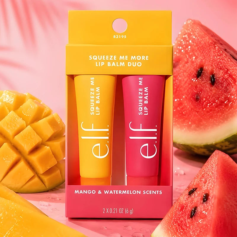 Balsamo labbra lucido alla frutta Hot Elf, set da 2 pezzi, gusto bubblegum-ciliegia, mango, anguria, lucidalabbra a lunga tenuta, idratante, cosmetici per la cura delle labbra
