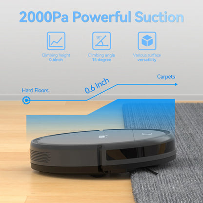 Robot Aspirapolvere 3-in-1 con Pulizia Automatica, Spazzatrice Autonoma con Potente Aspirazione, Mop Staccabile per Casa, Tappeti e Peli di Animali