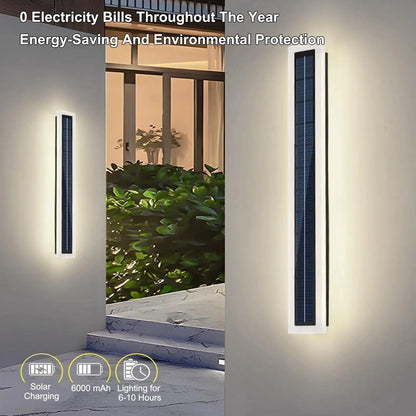 Lampade da parete solari per esterni IP65 LED impermeabile lungo 60 cm, paralume in acrilico 10 W per montaggio a parete per portico, patio, ingresso