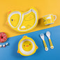 Set di stoviglie in fibra di bambù con pollo simpatico cartone animato: piatto, ciotola, forchetta, cucchiaio per uso domestico, pasti per bambini piccoli, svezzamento del bambino, quotidiano