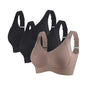 Set da 3 pezzi: reggiseno push-up da donna, senza ferretto, con effetto lifting, intimo senza cuciture, reggiseno a coste con scollo a V, taglie forti, lingerie sexy, taglie M-4XL, intimo 2028.