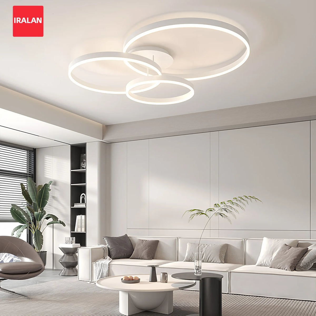 Lampadario a soffitto IRALAN con anello LED e telecomando, luce per soggiorno e tavolo da pranzo, illuminazione in acrilico.