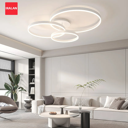 Lampadario a soffitto IRALAN con anello LED e telecomando, luce per soggiorno e tavolo da pranzo, illuminazione in acrilico.