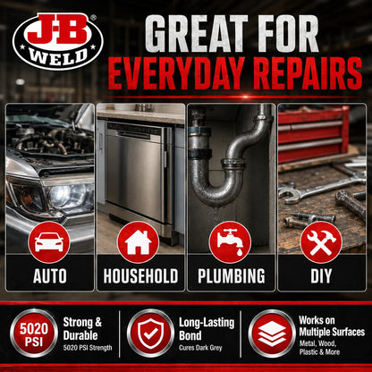 Adesivo Epossidico Bicomponente J-B Weld 8265S per Riparazione Metallo Rinforzato con Acciaio, Colla 2oz in Tubetto Doppio per Auto, Casa e Fai-da-Te