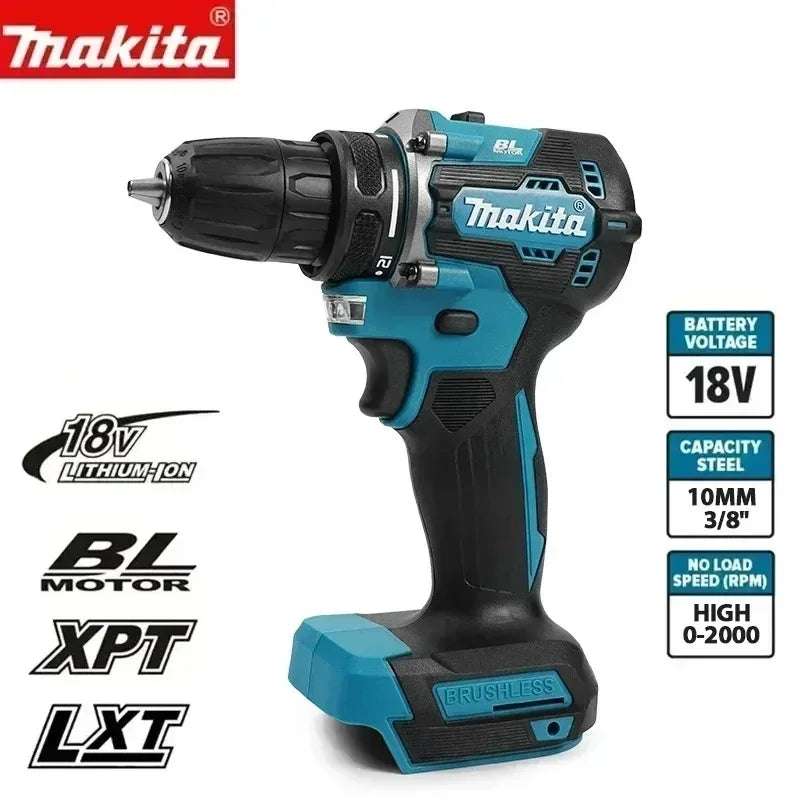 Trapano Avvitatore a Batteria Makita Originale DDF487 18V Brushless, 2 Velocità, Mandrino Autoserrante da 10mm per Fai-da-Te e Ristrutturazioni