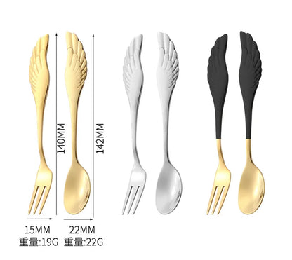 Set di forchette eleganti con base a forma di cigno, cucchiaio da caffè, dessert e insalata in acciaio inossidabile, posate per torte, stoviglie a zero sprechi, dropship