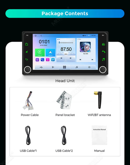MEKED Autoradio Linux 7 Pollici con CarPlay Wireless e Android Auto per Toyota Yaris Corolla RAV4 Avensis Aygo Prius, Lettore Multimediale Universale 4K con Schermo per Telecamera Posteriore
