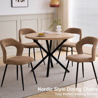 EGOONM Set di 4 Sedie da Pranzo Moderne con Schienale Cavo, Sedie Laterali Imbottite in Tessuto, Gambe in Metallo Nero, Sedie d'Accento per Cucina e Caffè