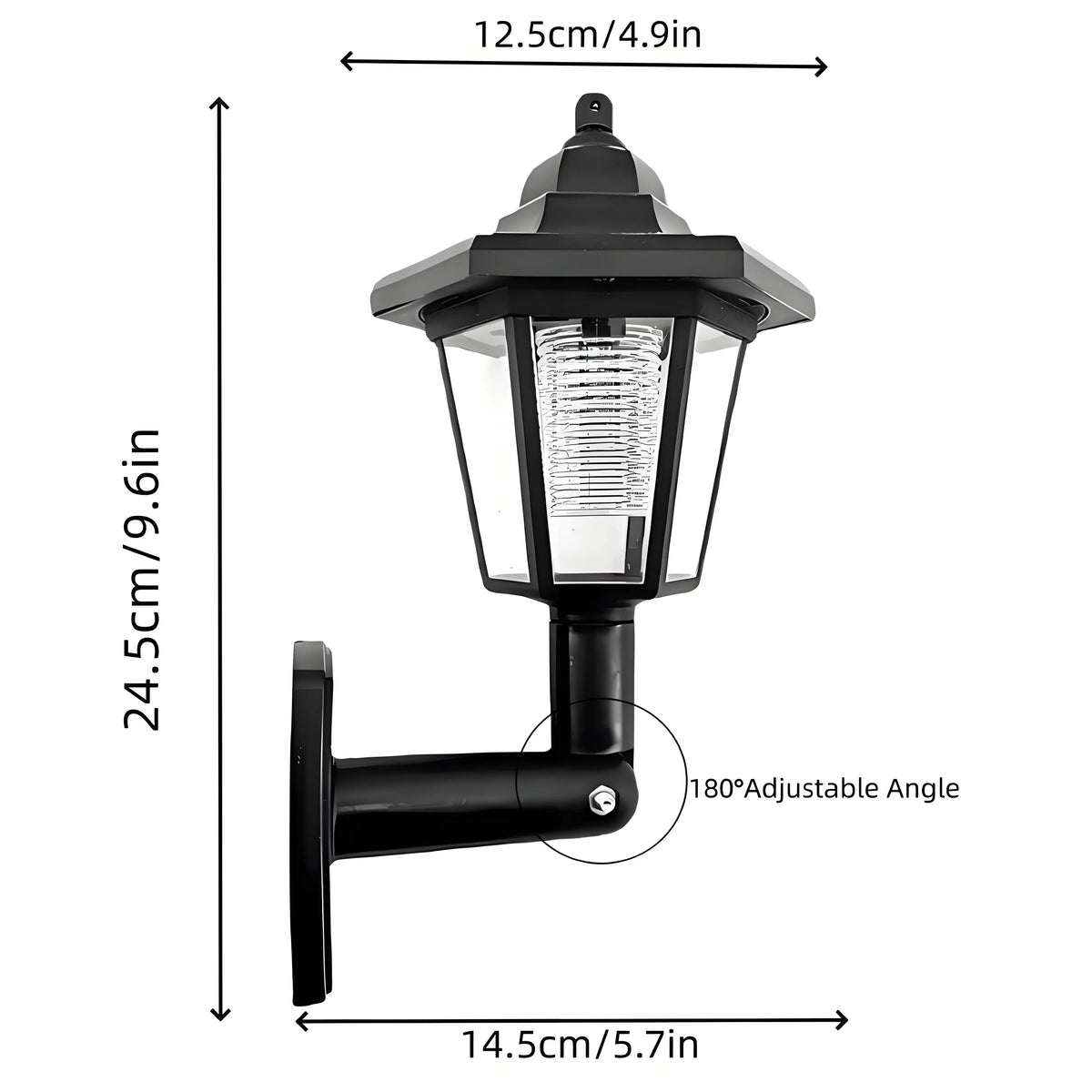 Lampada da parete solare da 2 pezzi Lampada da parete a LED per recinzione da giardino per esterni Lampada da parete a induzione per paesaggio esagonale impermeabile per recinzione da giardino