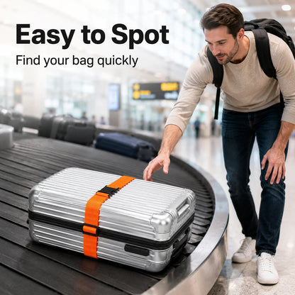 2 Pezzi Cinghie per Valigie a Forma Dritta, Cintura per Bagagli in Poliestere con Fibbia Regolabile, Accessorio da Viaggio Unisex