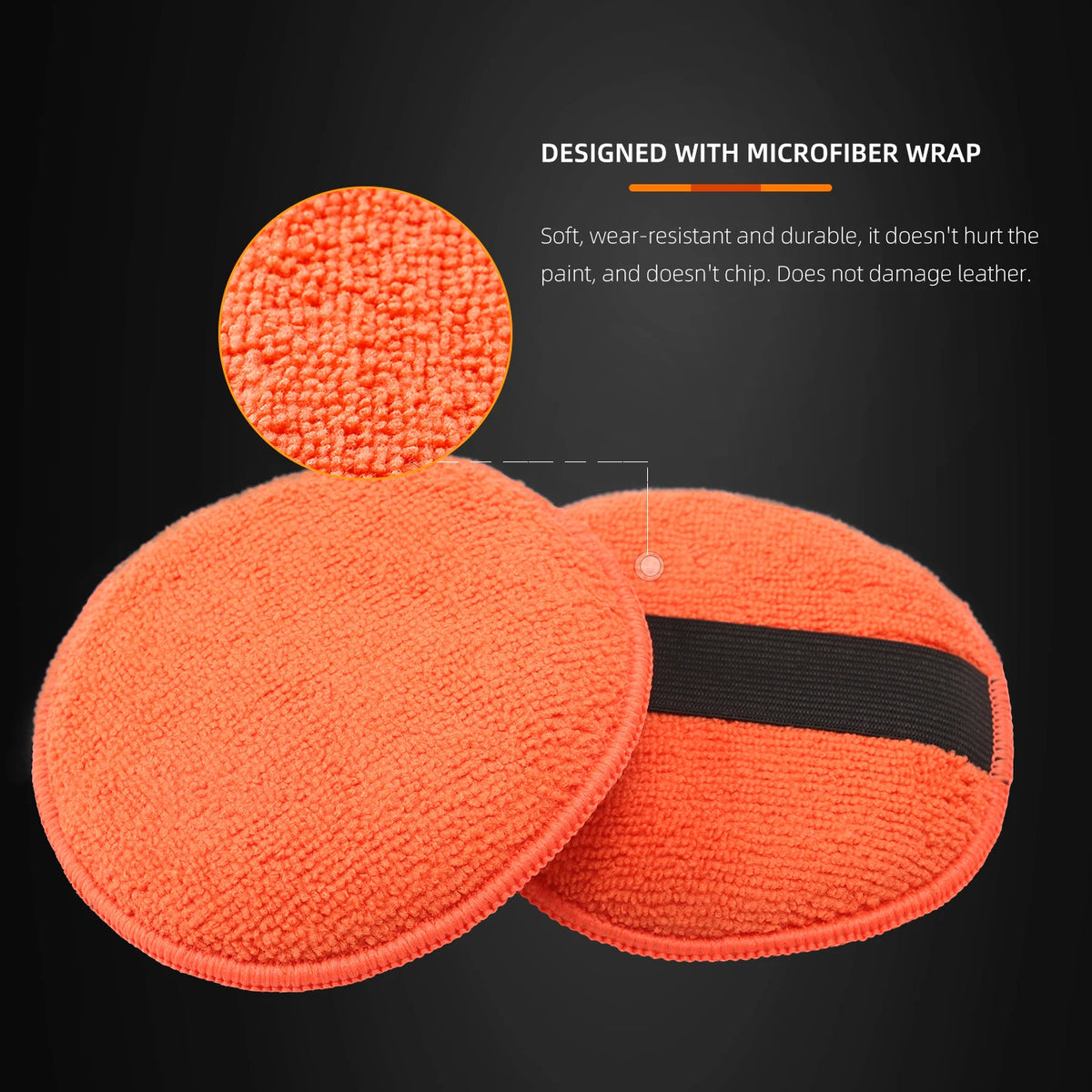 SPTA Tamponi Applicatori in Microfibra da 5 Pollici (125mm) con Fascia Elastica per Lucidatura e Pulizia Auto