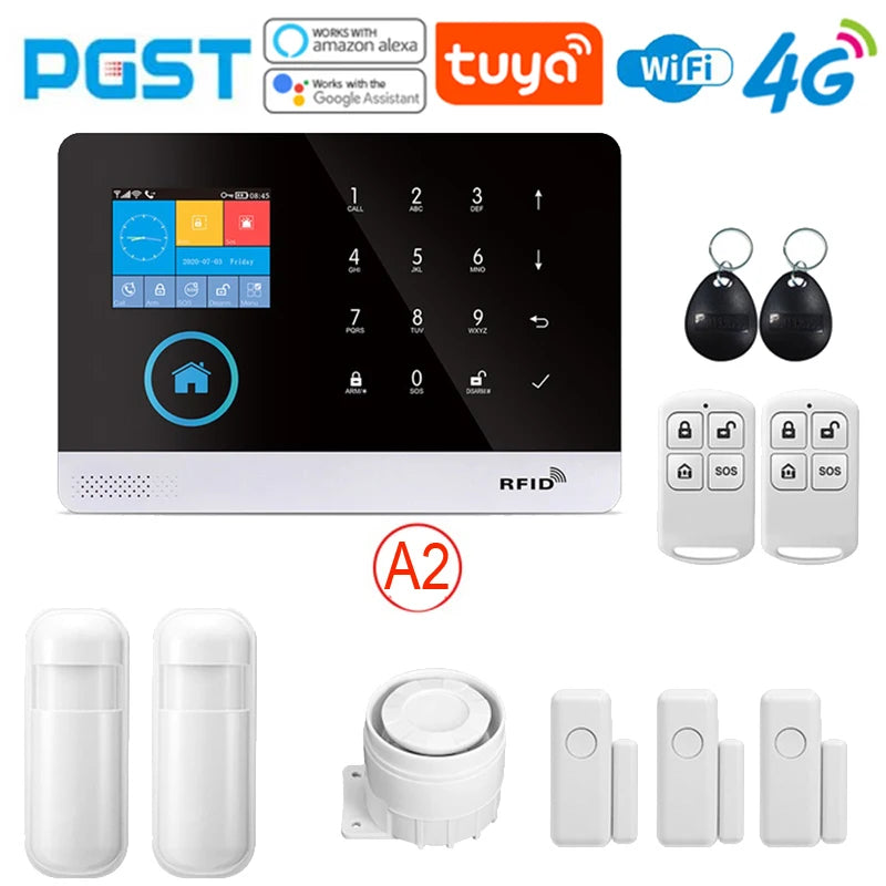 Sistema di allarme PGST ultima versione, WiFi, 4G, allarme di sicurezza domestica intelligente Tuya, controllo vocale intelligente Alexa, funzione push APP