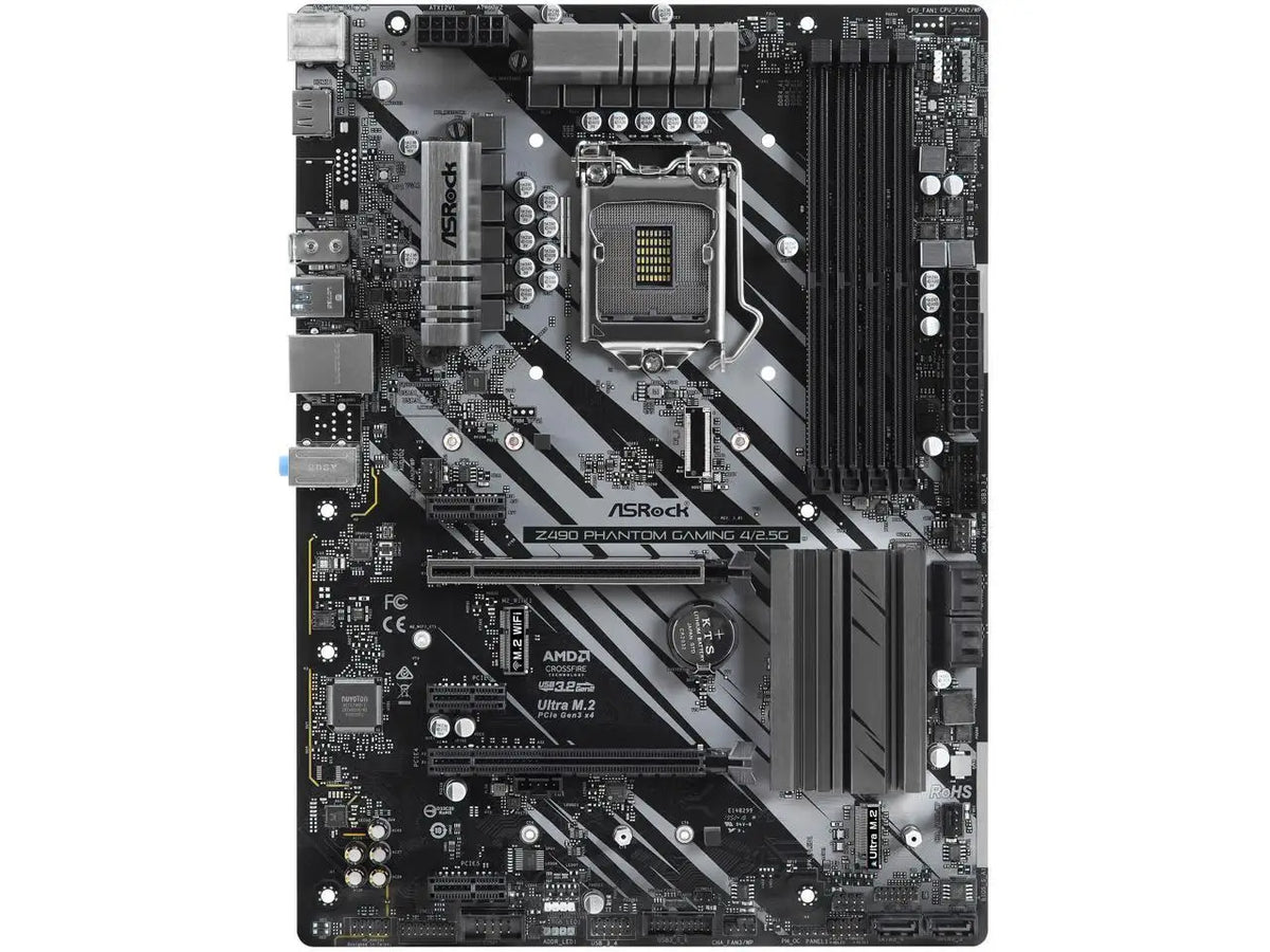 Scheda madre ASRock Z490 PHANTOM GAMING 4/2.5G, chipset Intel Z490, socket LGA 1200, supporto DDR4 fino a 128 GB, SSD M.2 NVMe, compatibile con CPU 10900F, 10105, 10300, G6400.