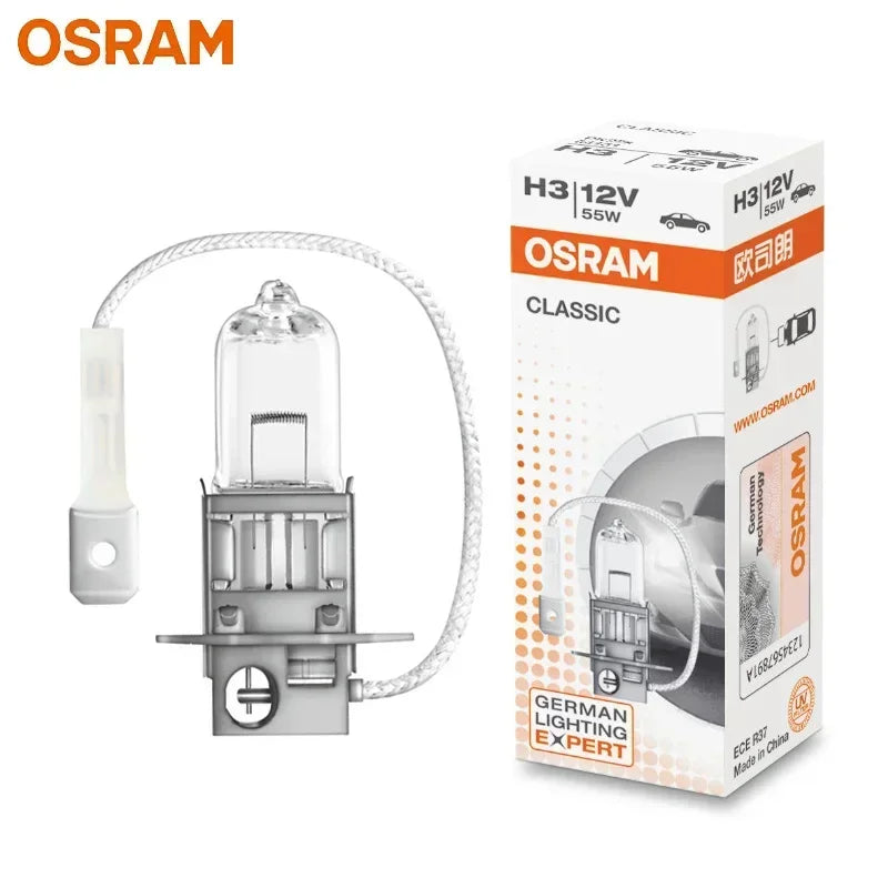 OSRAM H1 H4 H3 H7 HB2 9003 CLASSIC Auto Faro Alogeno Lampade Standard 3200K Luce Bianca Originale 12V 55W Lampadine ECE (10 PZ)