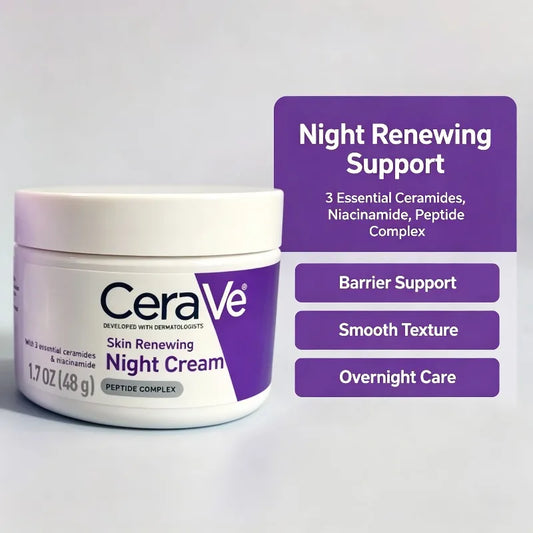 Crema Notte Rinnovante per la Pelle CeraVe 48g, Crema Idratante Riparatrice della Barriera per Uso Quotidiano